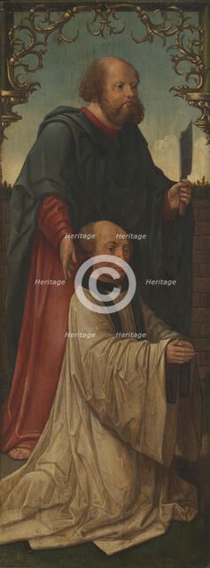 Saint Matthias (?) and a Donor; Saint Andrew (reverse), 1520/25. Creators: Jacob Cornelisz. van Oostsanen, Workshop of Jacob Cornelisz. van Oostsanen.