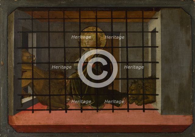 Saint Mamas in Prison thrown to the Lions (Predella Panel of the Pistoia Santa Trinità Altarpiece), 1455-1460. Artist: Lippi, Fra Filippo (1406-1469)