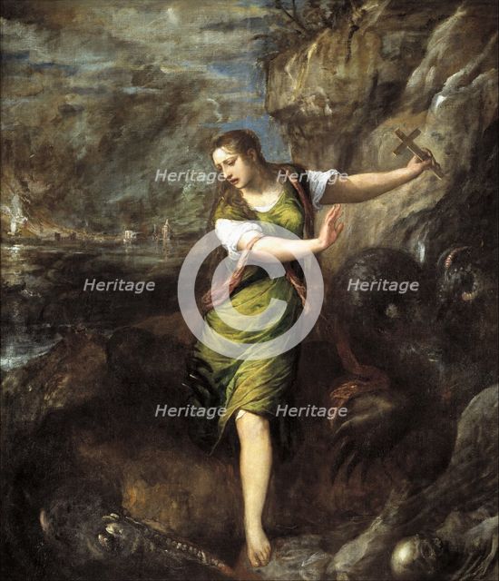 Saint Margaret and the Dragon, c1565. Creator: Titian.