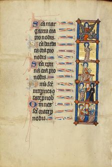 Saint Margaret and the Dragon: Saint Barbara with a Book: Saint Christina: Two..., about 1300. Creator: Unknown