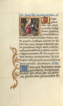 Saint Margaret and the Dragon; Poncher Hours, about 1500. Creator: Master of Jacques de Besancon