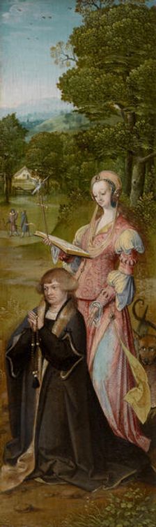 Saint Margaret of Antioch with Donor, 1519. Creator: Master of the Antwerp Adoration