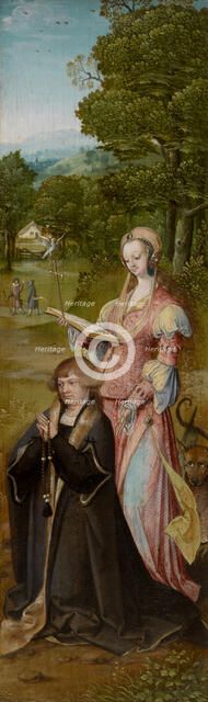 Saint Margaret of Antioch with Donor, 1519. Creator: Master of the Antwerp Adoration.