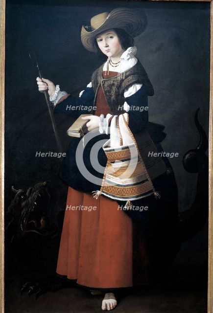 Saint Margaret', oil on canvas by Zurbarán.