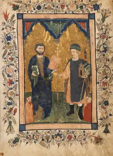 Saint Mark the Evangelist and Saint Sinibaldus Venerated by Members of a Lay..., ca. 1425-34. Creator: Cristoforo Cortese