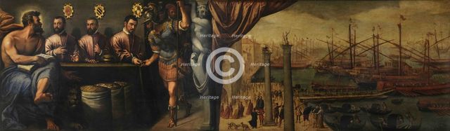 Saint Mark assists three Magistrates in recruiting the militia for the fleet, ca 1586. Artist: Del Moro, Giulio Angolo (1555-after 1618)