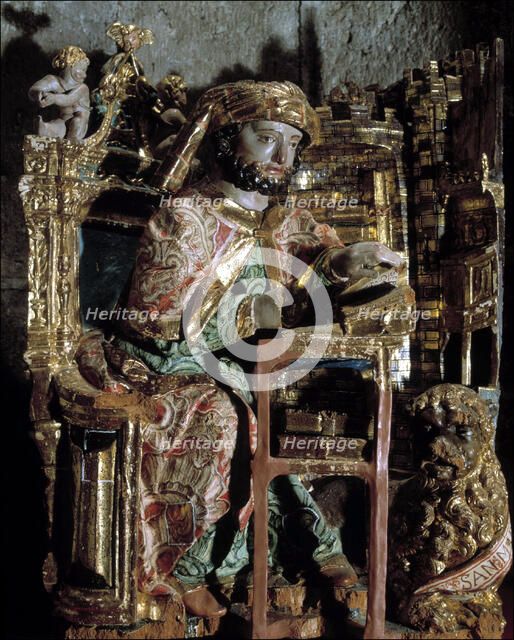Saint Mark', detail of a Romanesque altarpiece of the 16th century.