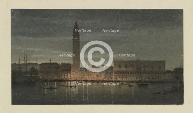 Saint Mark's Square by night, 1851. Creator: Carl Theodor Reiffenstein.