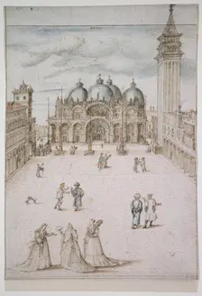Saint Mark's Square in Venice, c1578-1593. Creator: Joris Hoefnagel