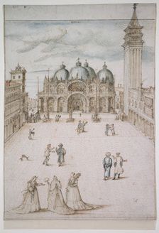 Saint Mark's Square in Venice, c1578-1593. Creator: Joris Hoefnagel