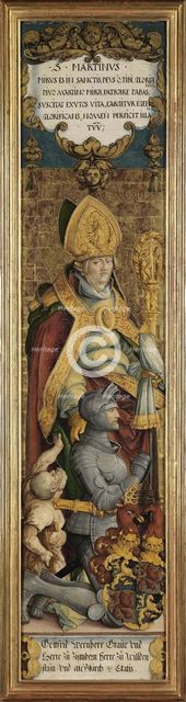 Saint Martin of Tours with Gottfried Werner von Zimmern and a beggar. Artist: Master of Messkirch (ca. 1500-1543)