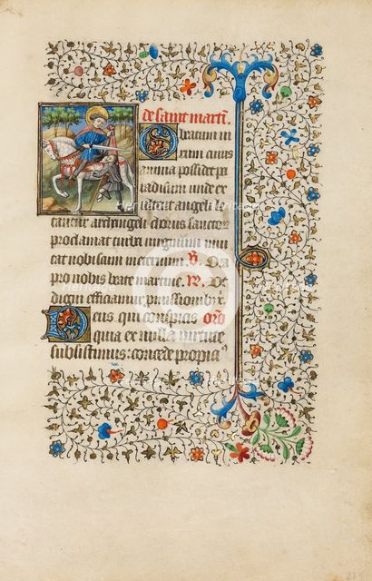 Saint Martin Dividing his Cloak; Book of Hours, about 1440-1450. Creator: Workshop of the Bedford Master.