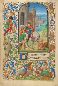Saint Martin Dividing his Cloak; Prayer Book of Charles the Bold, 1469. Creator: Lieven van Lathem