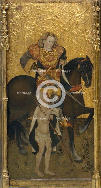 Saint Martin Sharing his Cloak. Artist: Ferrer, Jaume (active 1430-1461)
