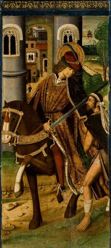 Saint Martin Sharing his Cloak, c1498. Creator: Jiménez (Ximénez), Miguel (active 1462-1505)