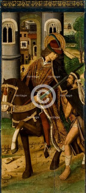Saint Martin Sharing his Cloak, c1498. Creator: Jiménez (Ximénez), Miguel (active 1462-1505).