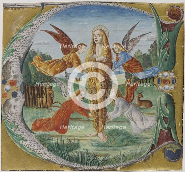 Saint Mary Magdalen surrounded by angels. Artist: Maestro del Salomone Wildenstein (active End of 15th cen.y)