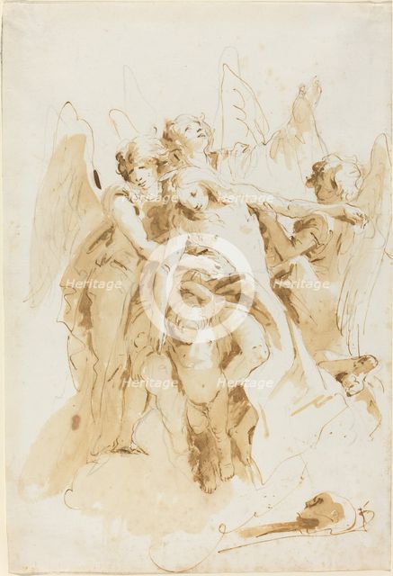 Saint Mary Magdalene Lifted by Angels, c. 1740. Creator: Giovanni Battista Tiepolo.