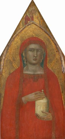 Saint Mary Magdalene, with an Angel [left panel], probably 1340. Creator: Pietro Lorenzetti