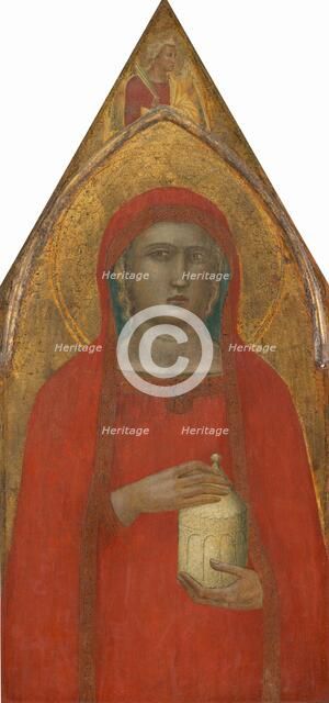 Saint Mary Magdalene, with an Angel [left panel], probably 1340. Creator: Pietro Lorenzetti.