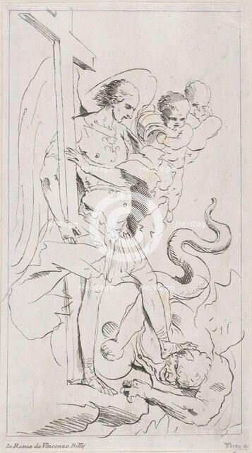 Saint Michael the Archangel crushing the demon underfoot, 1700-1800. Creator: Anon.