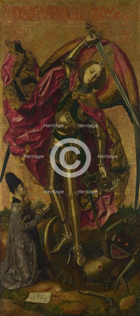 Saint Michael Triumphs over the Devil, 1468. Artist: Bermejo, Bartolomé (1440-1498)