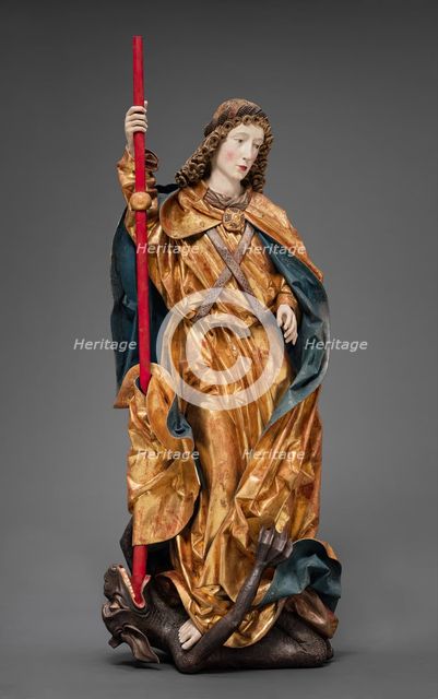 Saint Michael Vanquishing the Devil, c1480. Creator: Workshop of the Harburg Master.