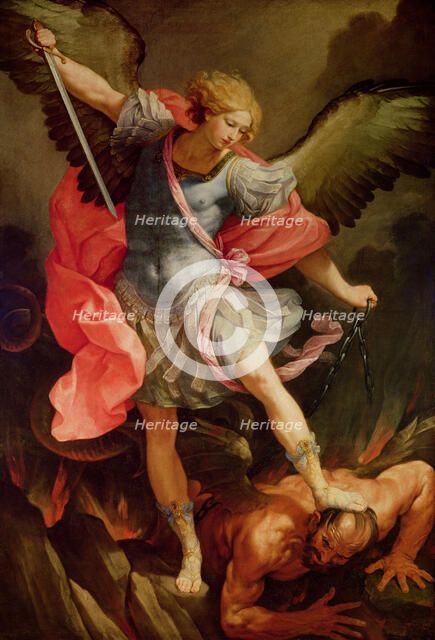 Saint Michael Vanquishing Satan, c. 1635. Creator: Reni, Guido (1575-1642).