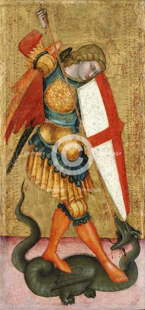 Saint Michael and the Dragon, 14th century. Artist: Anonymous  