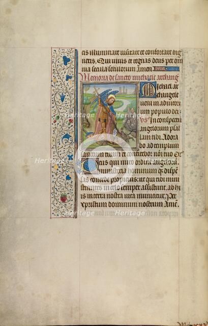 Saint Michael and the Dragon; Arenberg Hours, early 1460s. Creator: Workshop of Willem Vrelant.