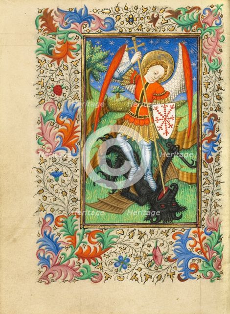 Saint Michael and the Dragon; Book of Hours, about 1430-1440. Creator: Fastolf Master.