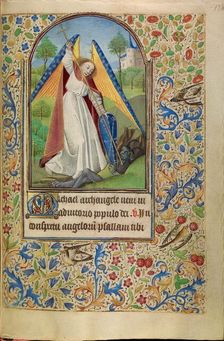 Saint Michael Battling the Devil; Book of Hours, about 1466-1470. Creator: Master of Jacques of Luxembourg