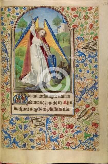 Saint Michael Battling the Devil; Book of Hours, about 1466-1470. Creator: Master of Jacques of Luxembourg.