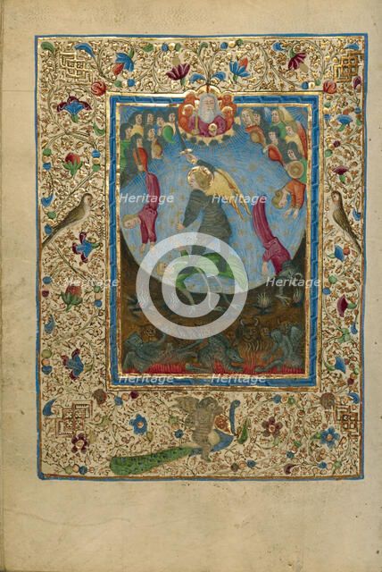 Saint Michael Battling the Devil; Book of Hours, about 1460. Creator: Unknown.