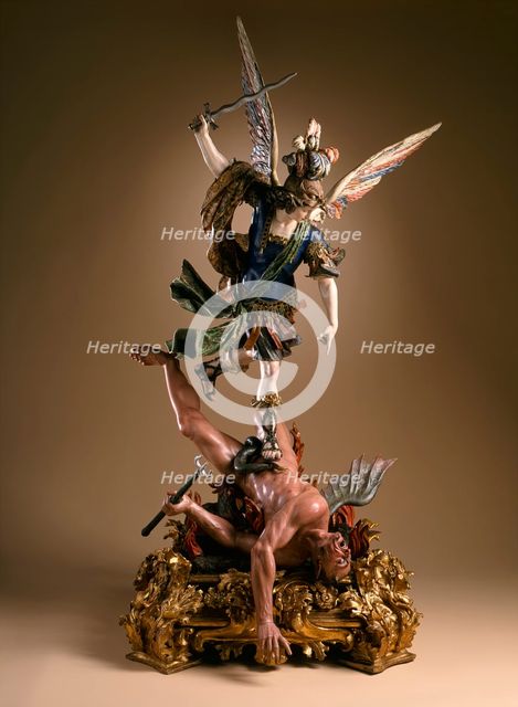 Saint Michael Casting Satan into Hell, 1705. Creators: Lorenzo Vaccaro, Francesco Picano.