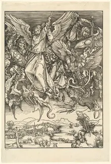 Saint Michael Fighting the Dragon, 1498. Creator: Albrecht Durer