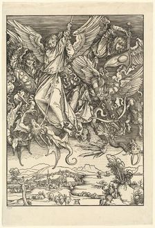 Saint Michael Fighting the Dragon, 1498. Creator: Albrecht Durer
