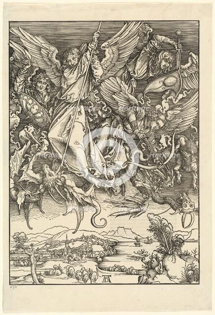 Saint Michael Fighting the Dragon, 1498. Creator: Albrecht Durer.