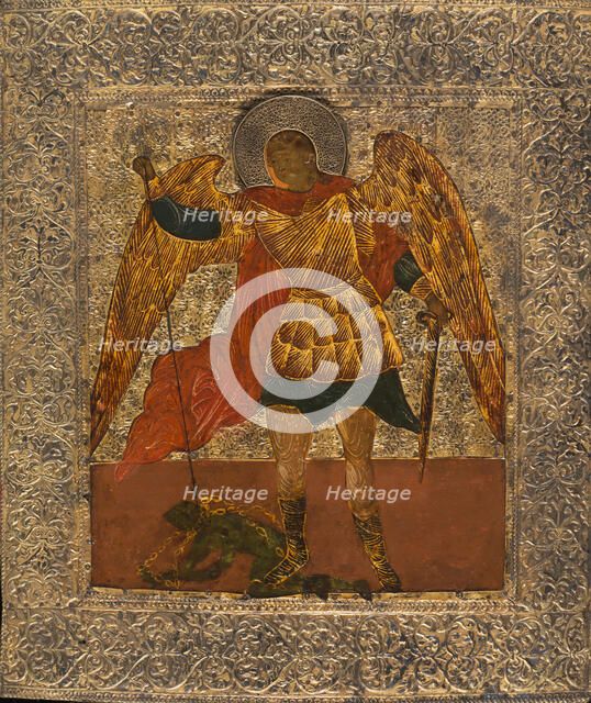 Saint Michael slaying the demon, between 1600 and 1700. Creator: Moscow School.