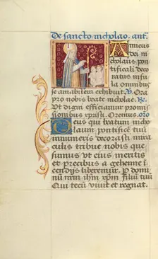 Saint Nicholas; Poncher Hours, about 1500. Creator: Master of Jacques de Besancon
