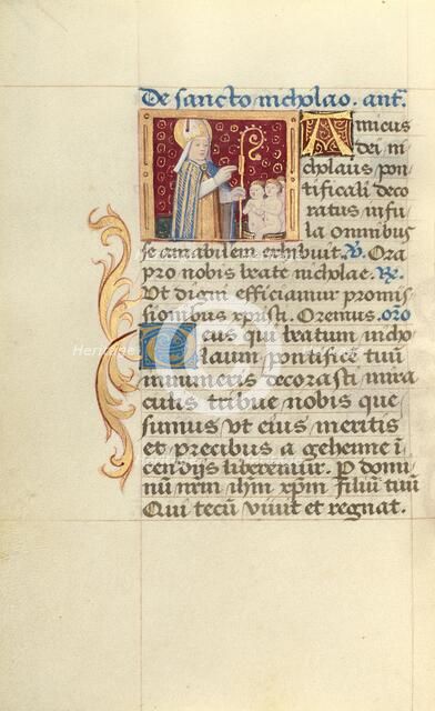 Saint Nicholas; Poncher Hours, about 1500. Creator: Master of Jacques de Besancon.