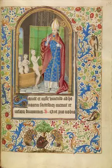 Saint Nicholas Rescuing Three Youths from a Tub; Book of Hours, about 1466-1470. Creator: Master of Jacques of Luxembourg