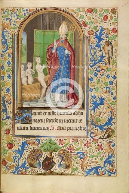 Saint Nicholas Rescuing Three Youths from a Tub; Book of Hours, about 1466-1470. Creator: Master of Jacques of Luxembourg.
