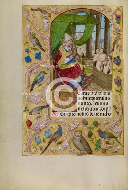Saint Nicholas Rescuing Three Youths from a Tub; Spinola Hours, about 1510-1520. Creator: Master of the Lubeck Bible.