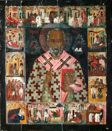 Saint Nicholas with Scenes from His Life, 16th century. Creator: Russian icon