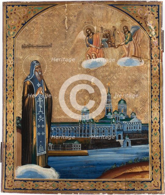 Saint Nilus of Lake Seliger, 1800s. Artist: Russian icon  