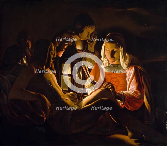 Saint Sebastian Nursed by Saint Irene, 17th century. Creator: Workshop of Georges de La Tour (1593-1652).