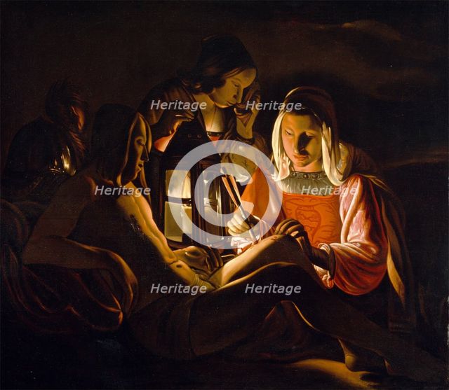 Saint Sebastian Nursed by Saint Irene, 17th century. Creator: Workshop of Georges de La Tour (1593-1652).