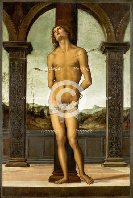 Saint Sebastian at the Column, ca 1500-1510. Creator: Perugino (ca. 1450-1523).