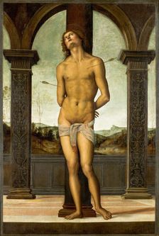 Saint Sebastian at the Column, ca 1500-1510. Creator: Perugino (ca. 1450-1523)